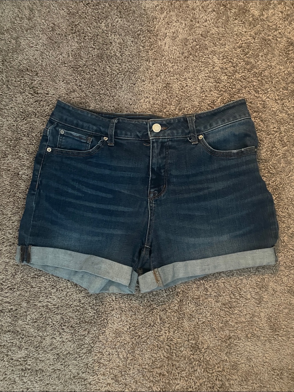 Time and Tru Dark Blue Rolled Hem Denim Shorts